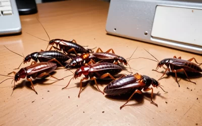 Baratas invadindo espaços compartilhados como garagens e lixeiras.