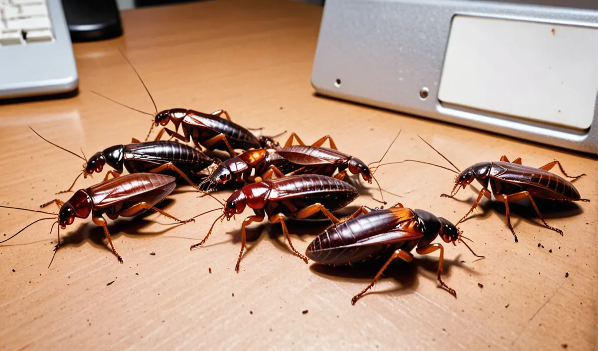 Baratas invadindo espaços compartilhados como garagens e lixeiras.